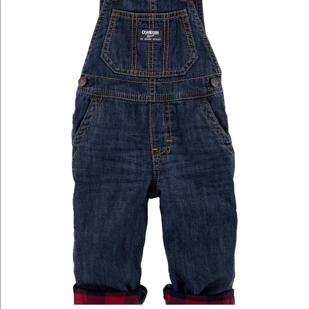 OshKosh Plaid Lined overalls size 6m